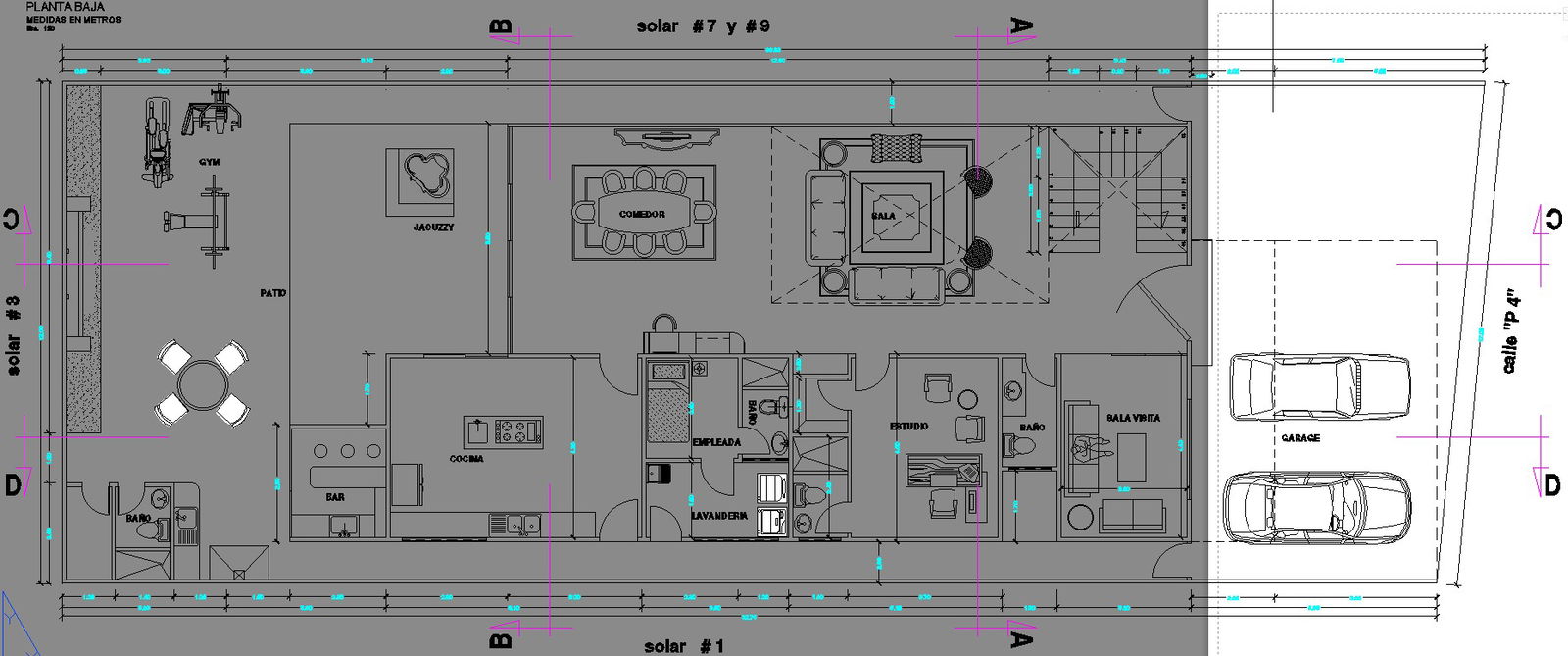 8x22m ground floor house plan AutoCAD model