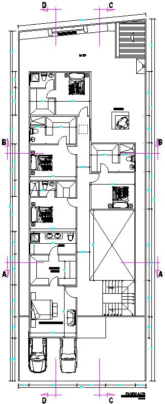 8x22m two story architecture house plan with car parking