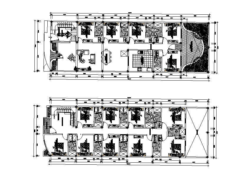 8x25m hotel plan is given in this Autocad drawing file. Download now.