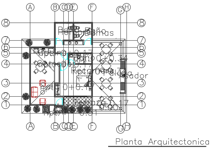 8x7m cottage plan AutoCAD drawing is given in this file