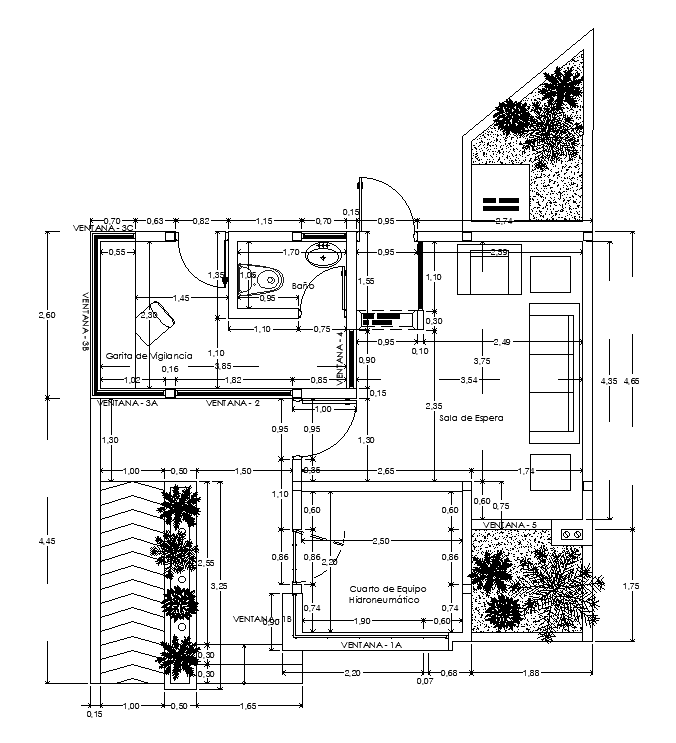 8x7m training center building block CAD drawing is given in this file