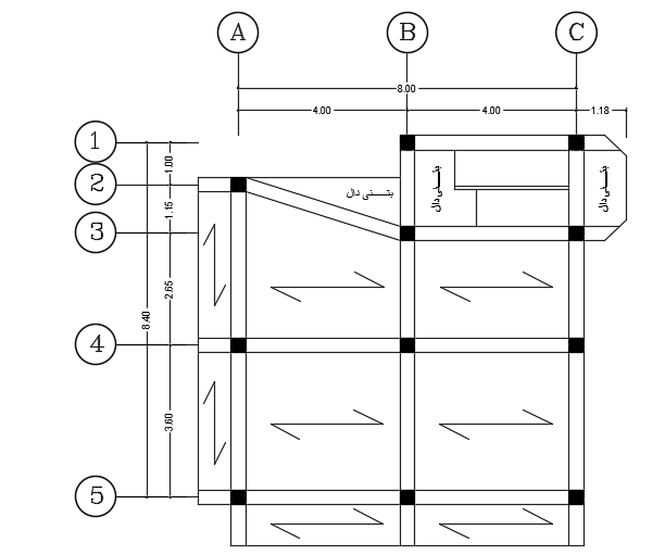 8x8m house plan plinth beam layout CAD drawing is given in this file