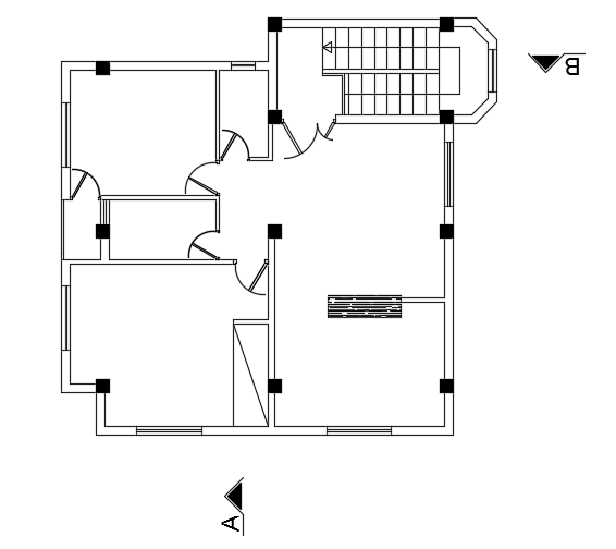 8x8m simple house plan first floor CAD drawing is given in this file
