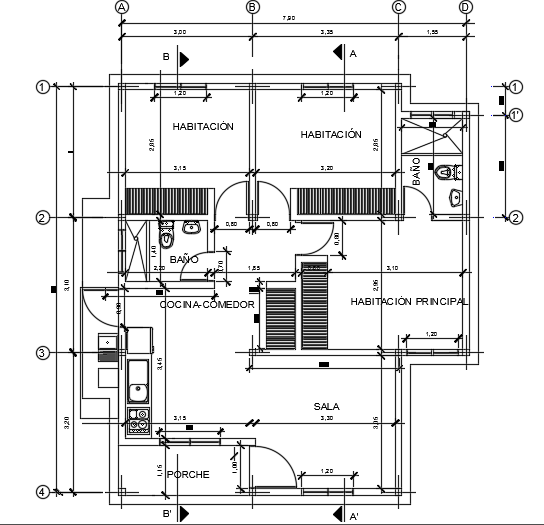 8x9m luxury villa plan 2d AutoCAD drawing is given in this model