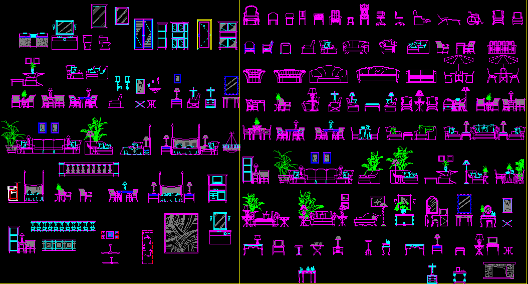 AutoCAD Furniture CAD Blocks DWG File with Interior Layout Design