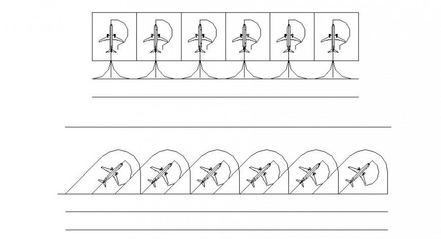 90 degree and 30 degree of parking system airplane autocad file