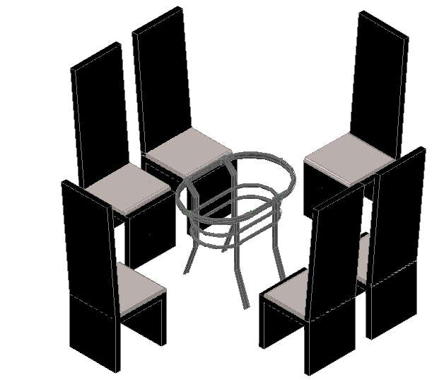 AutoCAD 3D Dining Table DWG File with Interior Furniture Layout