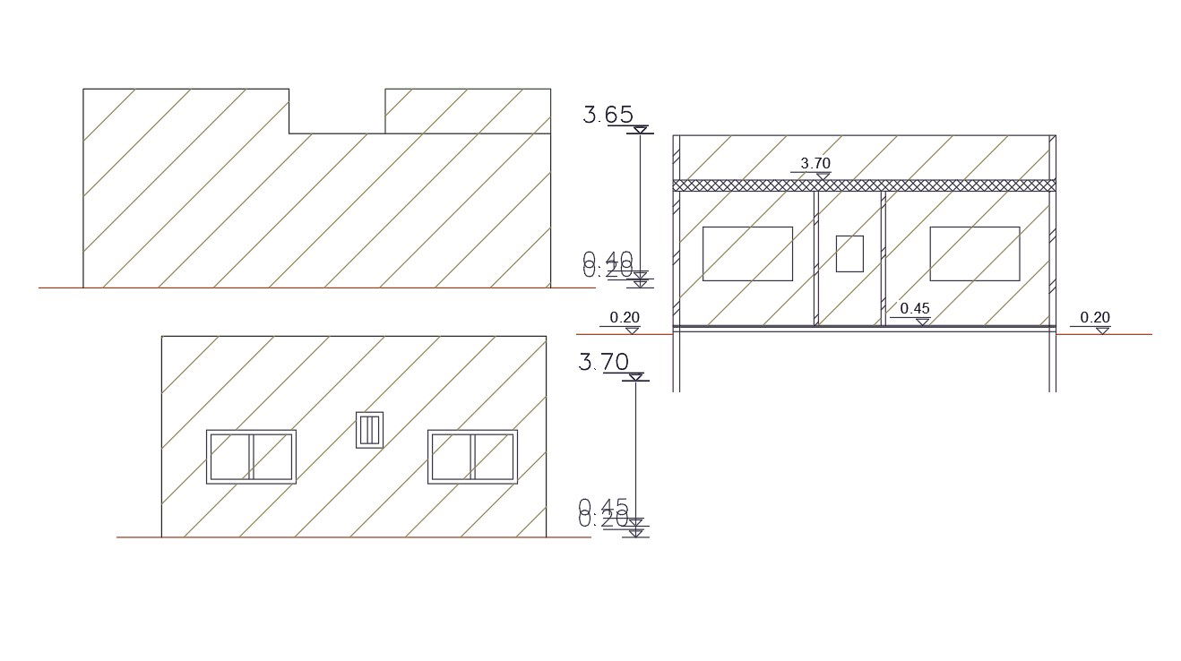 910 Square Feet House Building Design Free DWG File