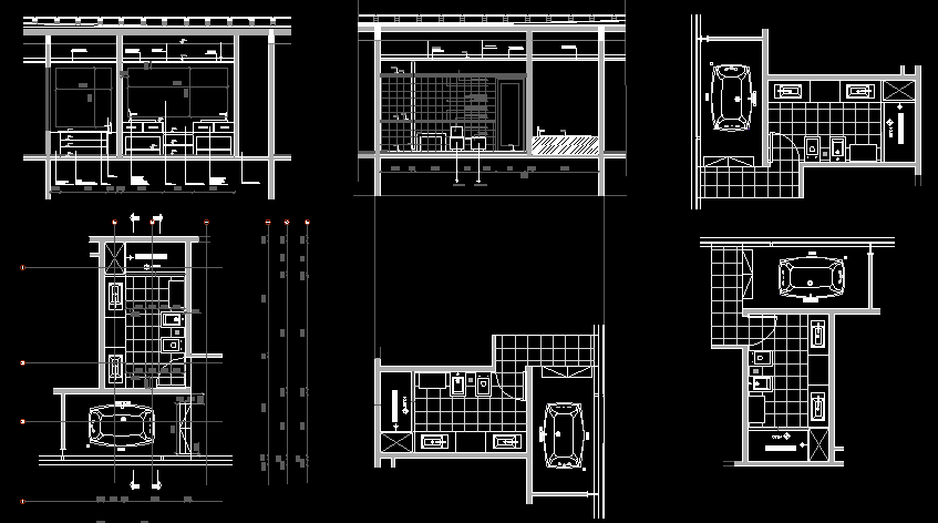 Master Bathroom AutoCAD Drawing with Plan and Elevation Details