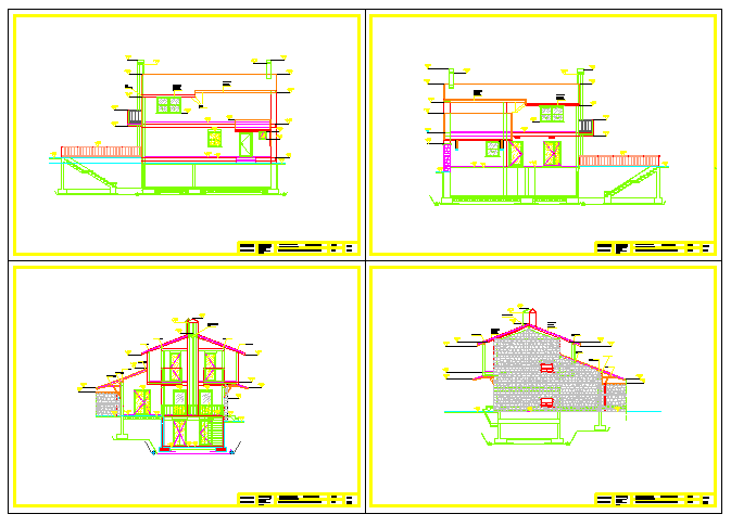 Section drawing of house design with roof design drawing