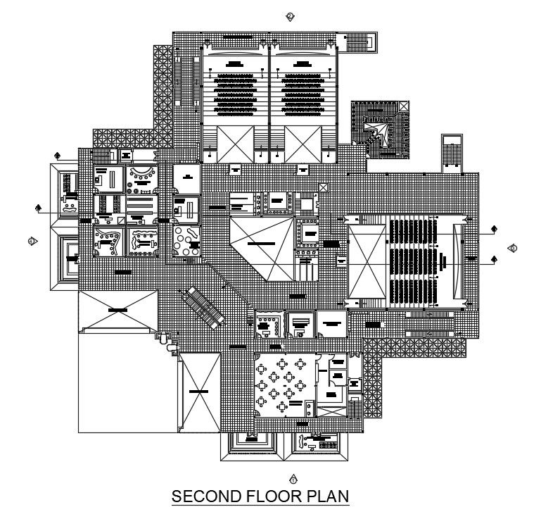 91x91m second floor mall is given in this AutoCAD drawing model.Download now.
