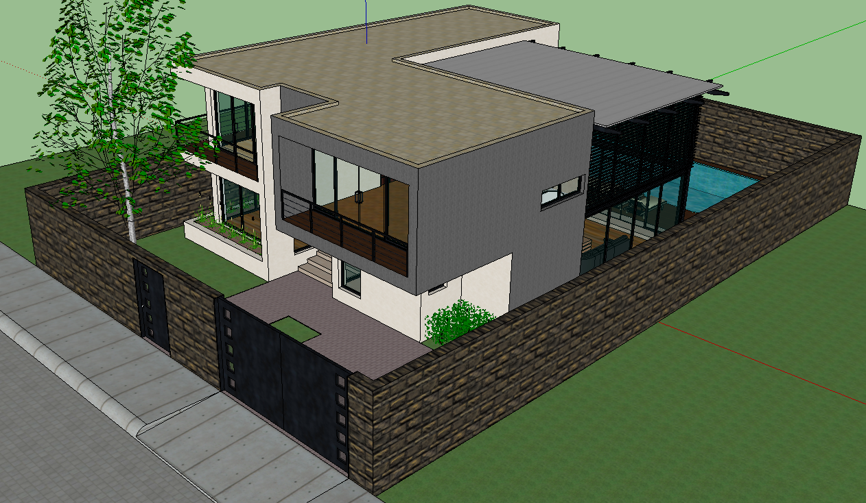 Modern two storey house design with 3D sketchup layout and details