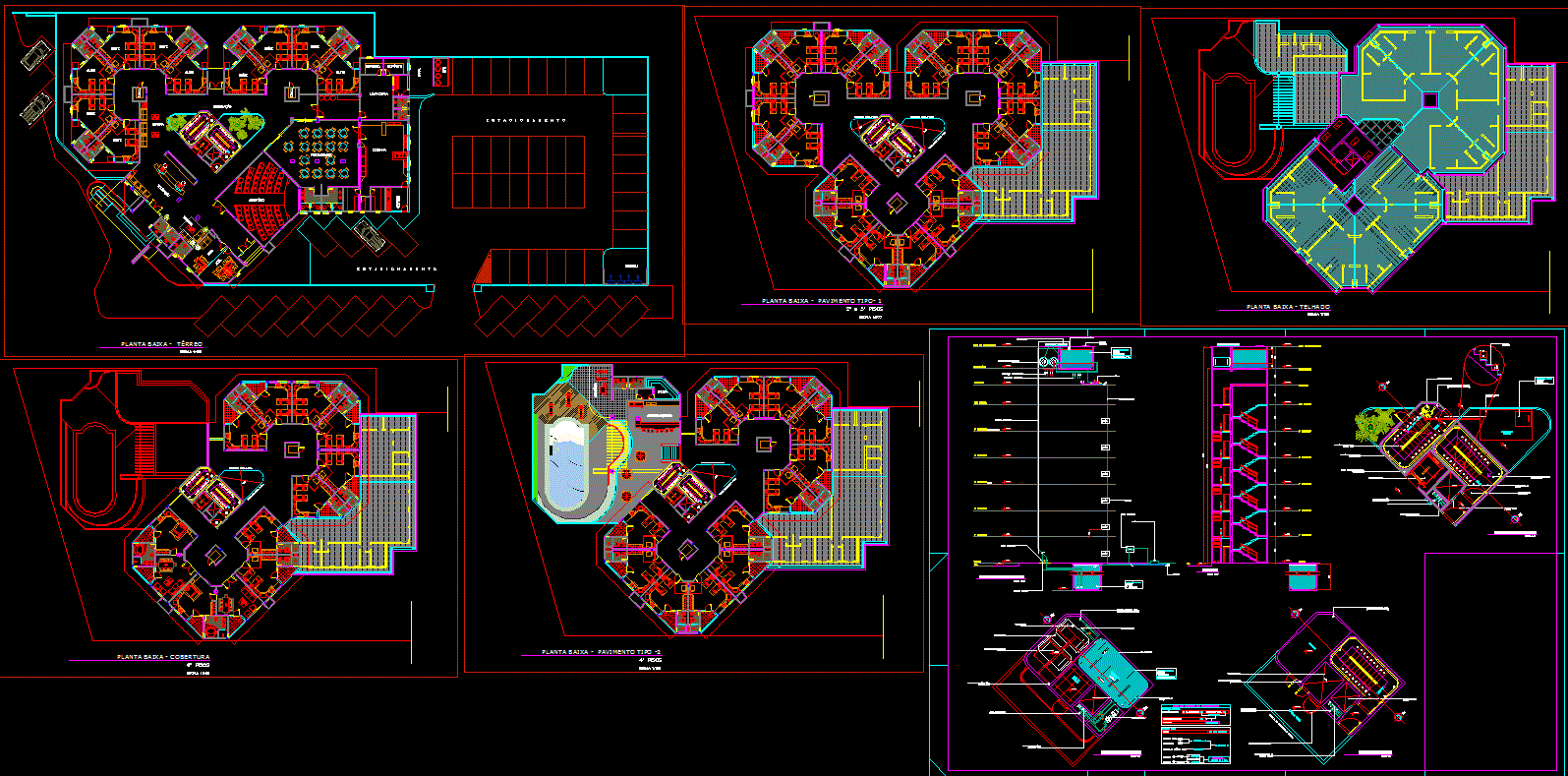 Hotel Project CAD Drawing for Architectural and Interior Design Plans