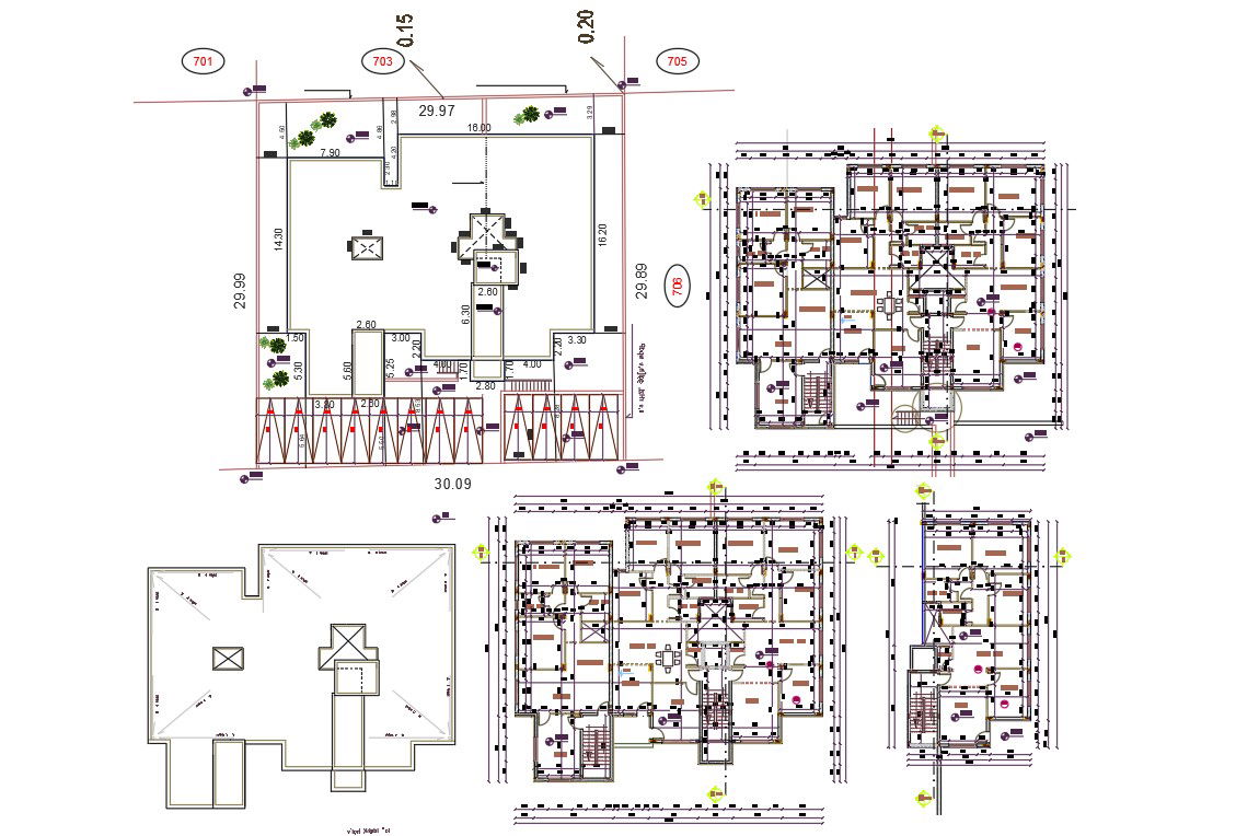 95' X 98' Feet Plot Size For Apartment House Plan