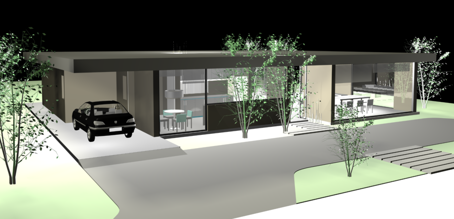 3D Modern House DWG Design with Rendered and Structural Views