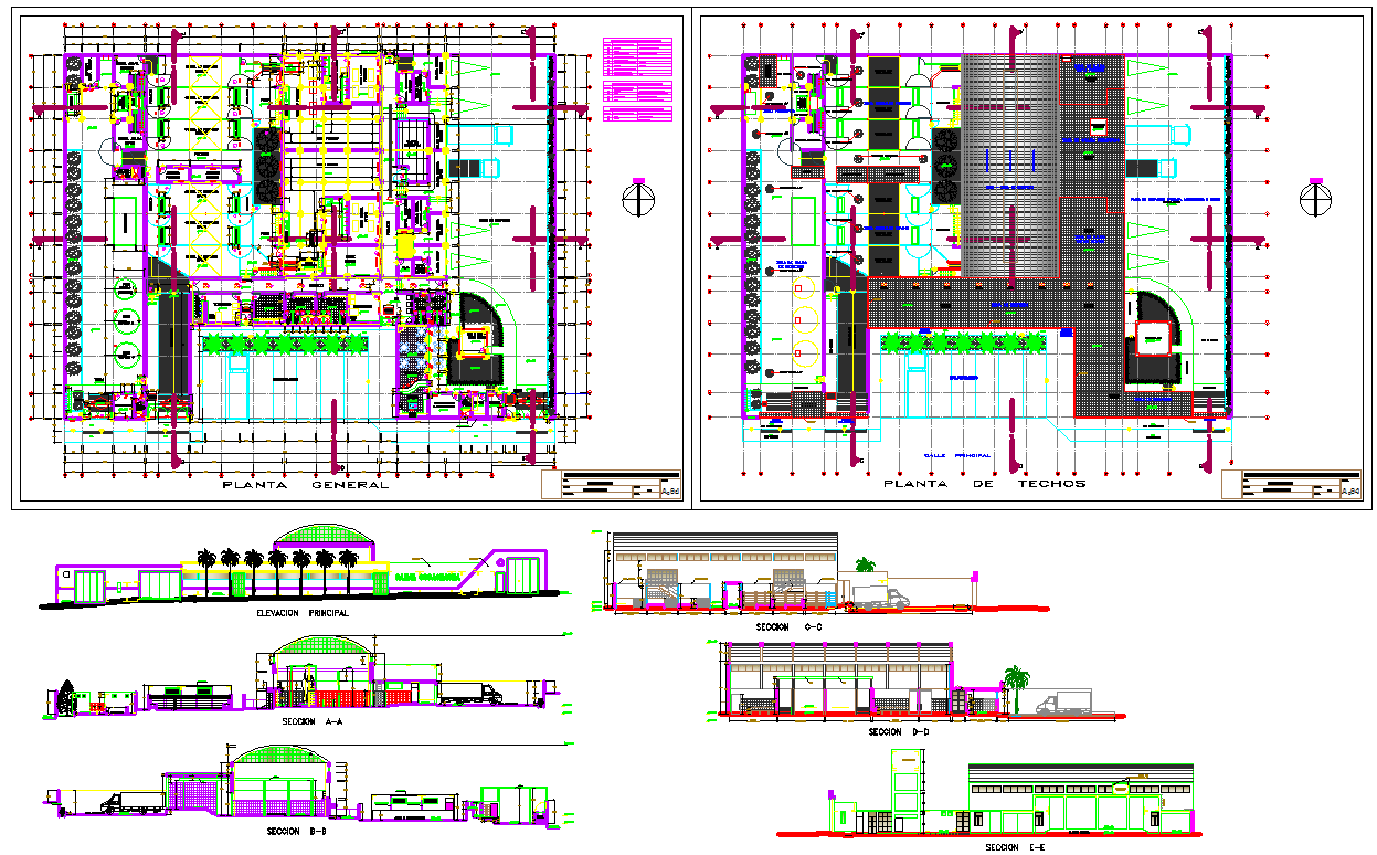 Slaughter House CAD Plans with 74m Processing Block and Layouts