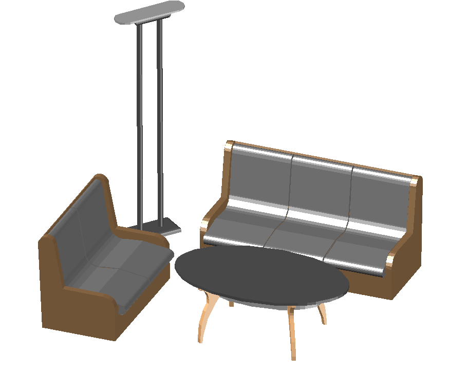 Modern 3D Sofa Set with Center Table Layout in AutoCAD DWG File
