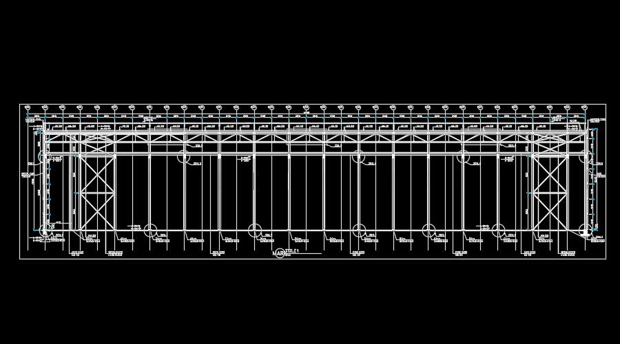 96m length of the industrial building column joint AutoCAD drawing
