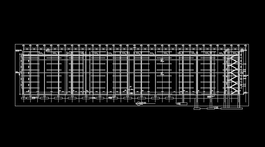 96m length of the industrial building staircase section view