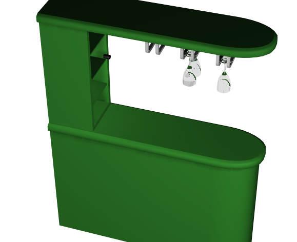 Modern 3D Bar Counter CAD Model with Detailed Interior Layout