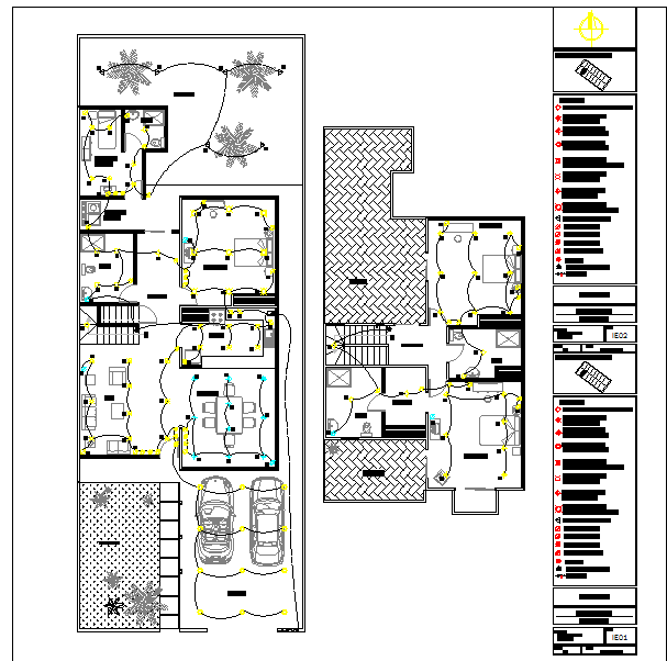 Electrical layout plan of residential building dwg