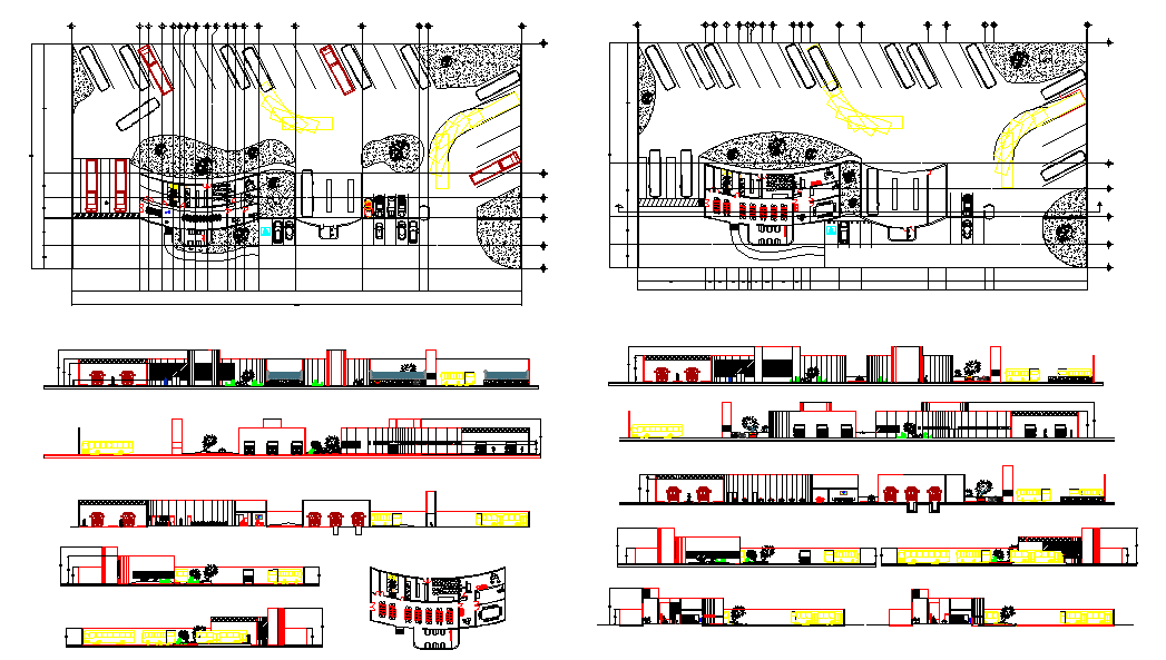 Urban Bus Terminal AutoCAD DWG Layout with Architectural Plan