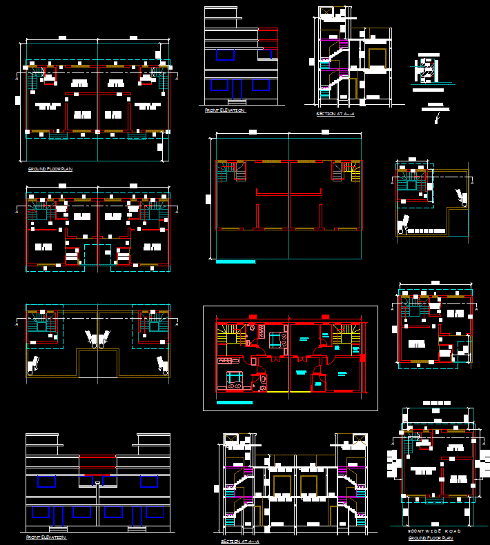 Twin House AutoCAD DWG Drawing File for Modern Architecture Design