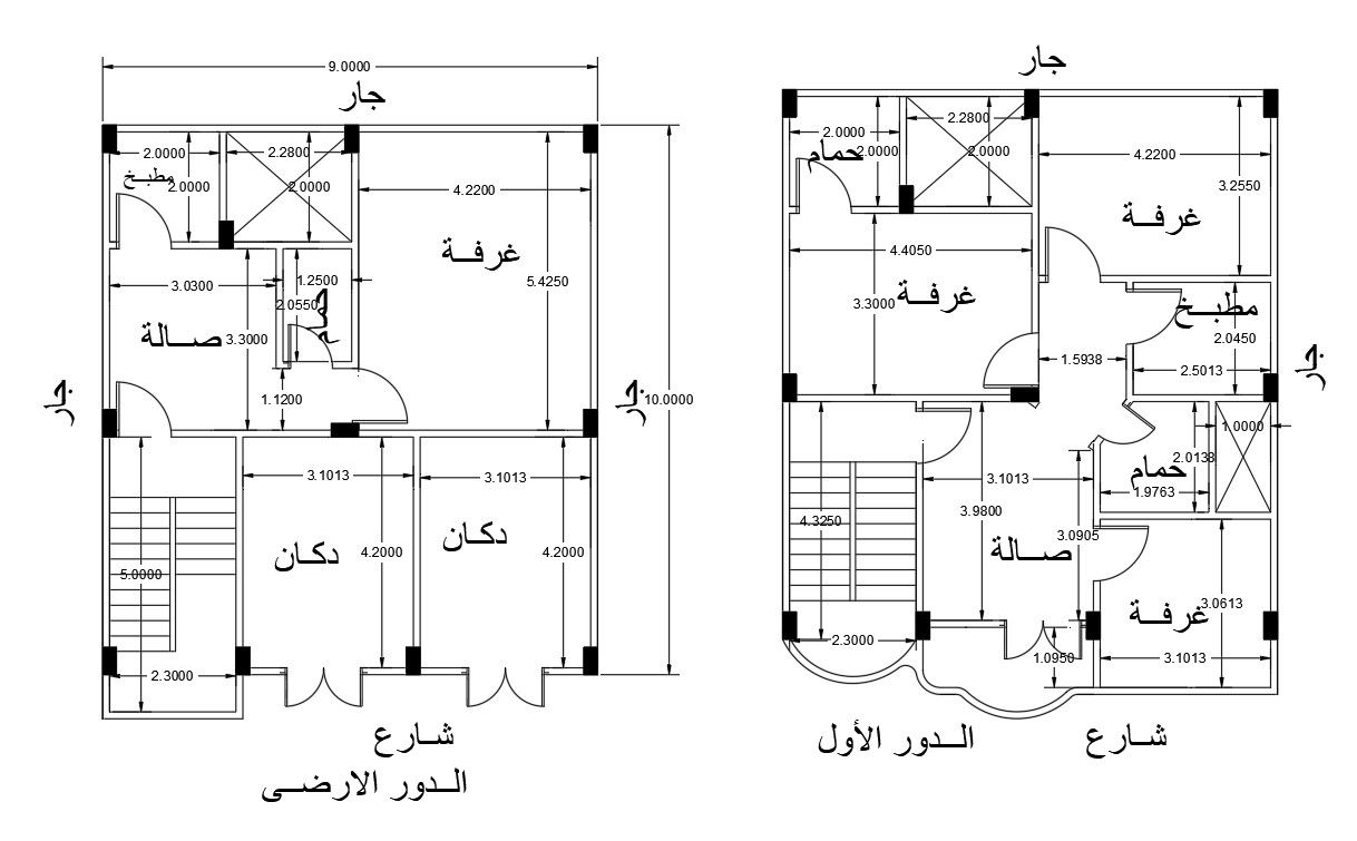 9 X 10 Meter Plot Size House Plan AutoCAD File
