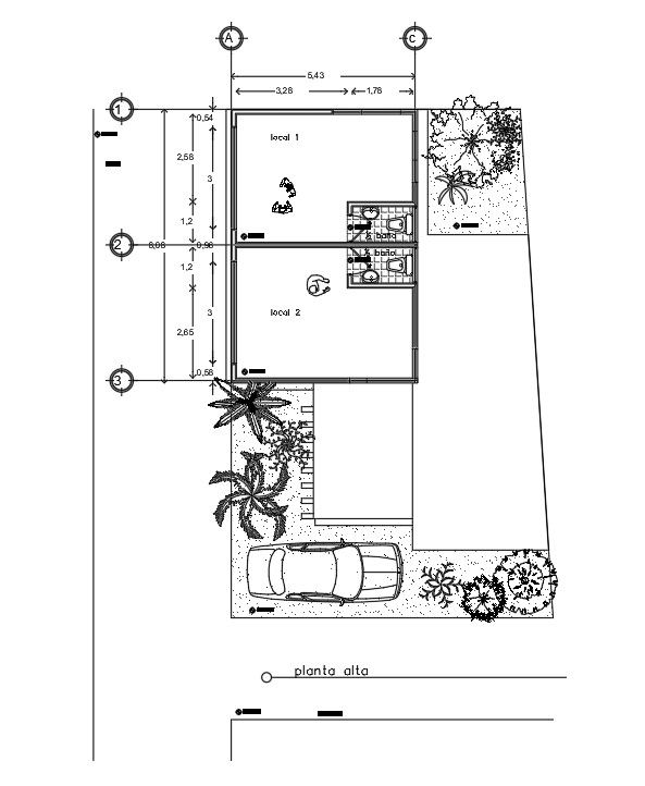 9X13m first floor house plan is given in this Autocad drawing file. Download now.