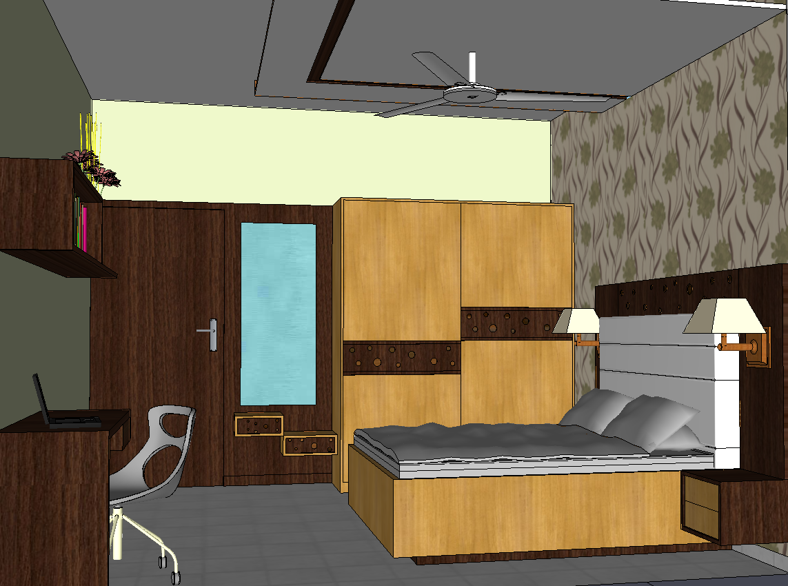3D Master Bedroom AutoCAD DWG Drawing with Interior Design Layout