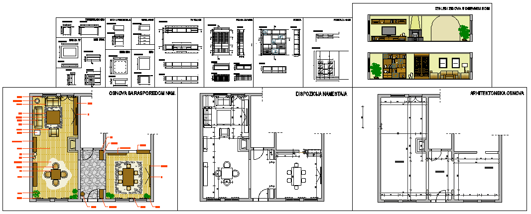 Interior of livingroom and dining room