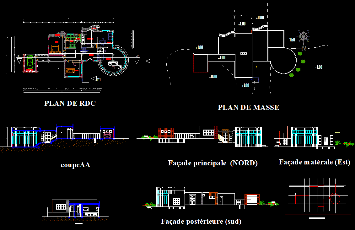 Villa CAD Drawings and Modern House Design Layout in AutoCAD DWG File
