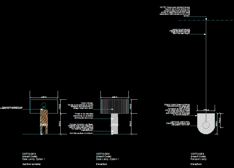 Night Lamp 2D AutoCAD DWG Drawing with Plan and Elevation Details