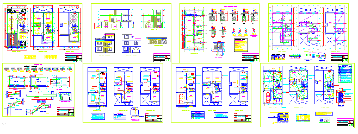 Residential House Detail DWG with Floor Plan and Elevation Design
