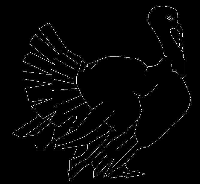 Duck CAD Drawing DWG with 2D Side Elevation and Feather Details