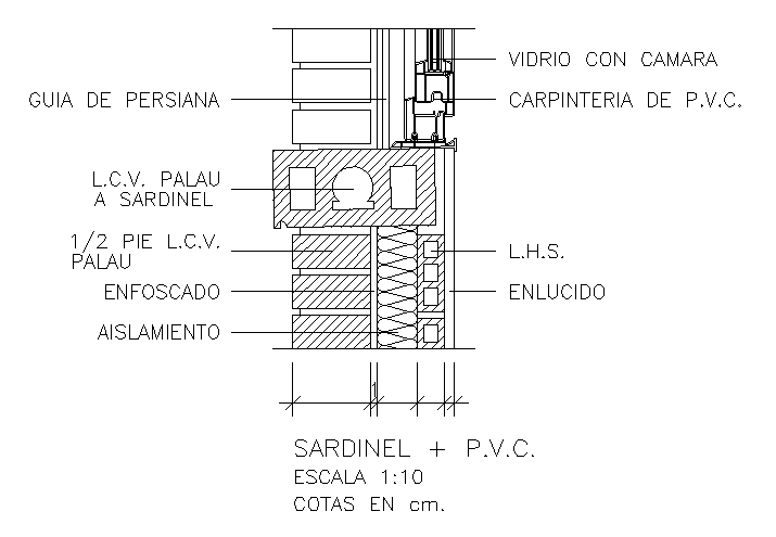 Sill Level Section and Window Frame Connection CAD Drawing File