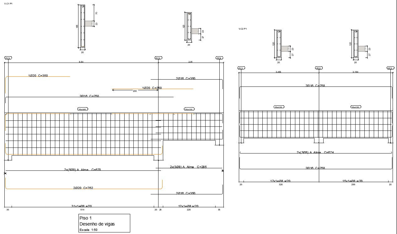 9m and 6m length of the beam longitudinal section view