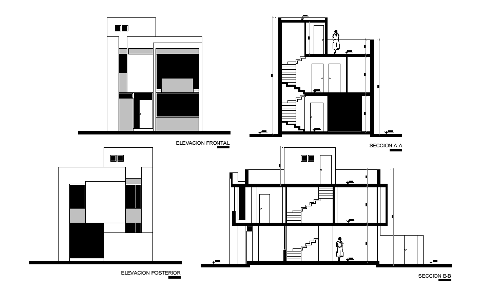 9m height of the office building is given in this Autocad drawing file. Download now.