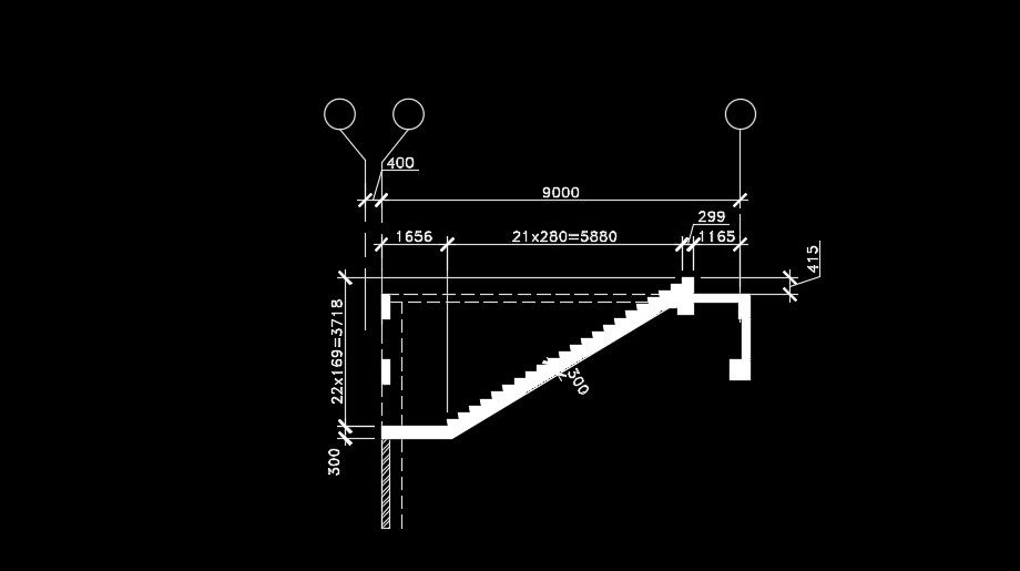9m length of the staircase section drawing