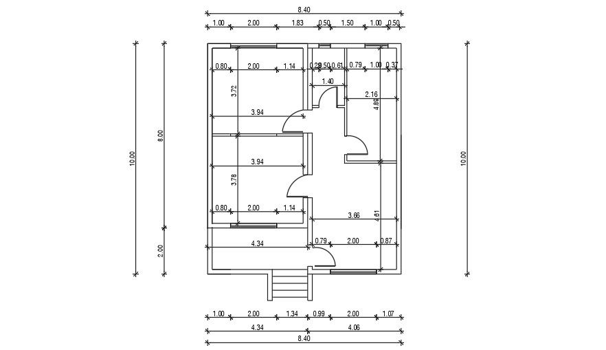 9x10 Meter Small House Plan AutoCAD File