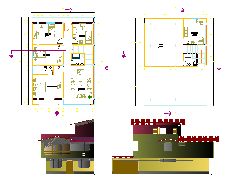 9’ x 13’ 5 BHK Modern House Plan AutoCAD Layout
