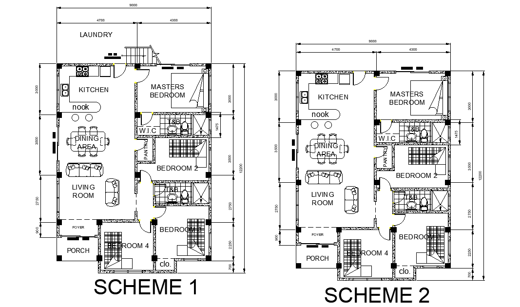 9x13m home cum office plan is given in this Autocad DWG drawing file. Download the 2D Autocad drawing file.