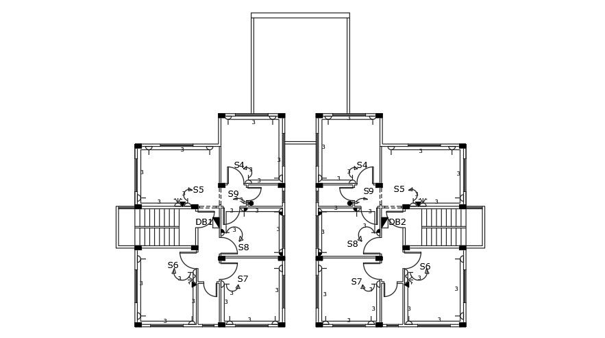9x13m house plan of the electrical switch box location drawing
