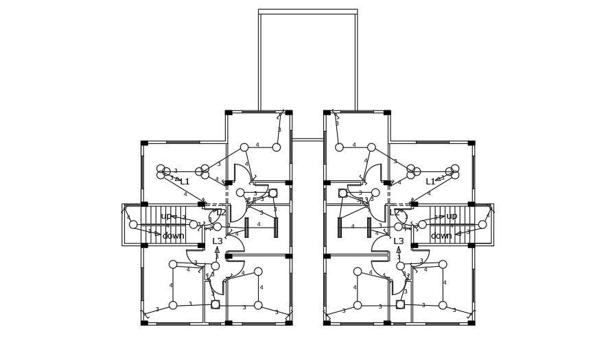 9x13m house plan of the light location drawing download now