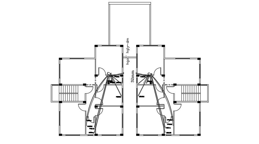 9x13m house plan of the water line connection drawing