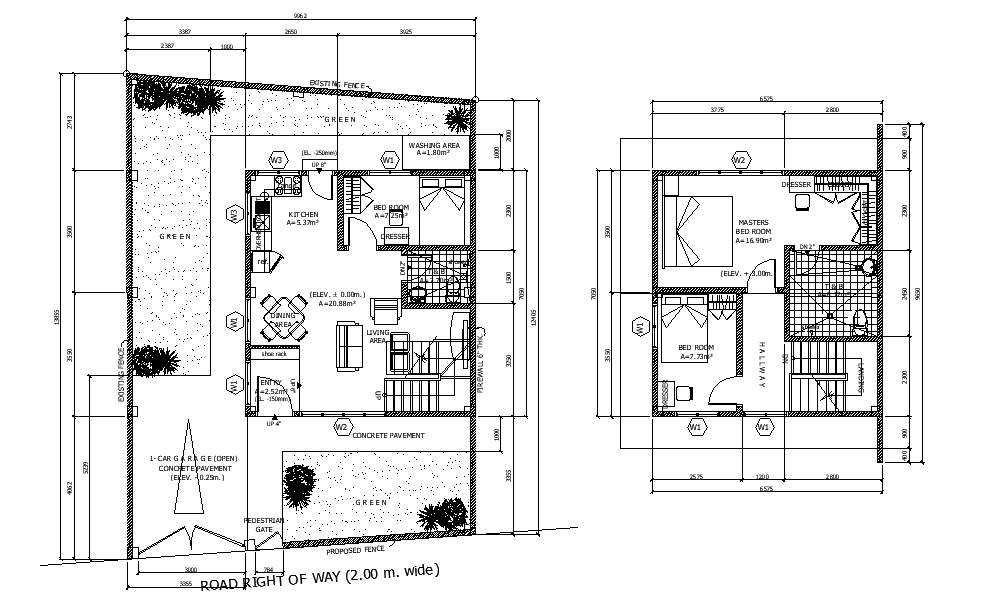 9x14 Meter House Floor Plan DWG File