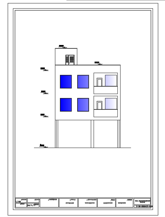9x14m house building door and window elevation view