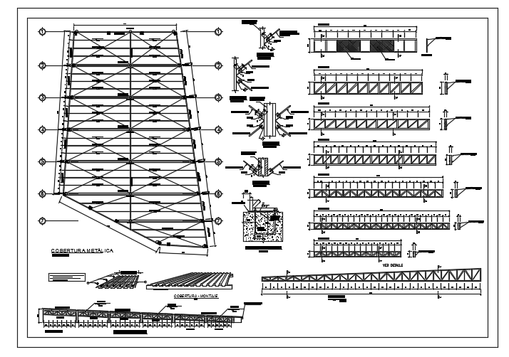 9x14m office building roof layout AutoCAD model