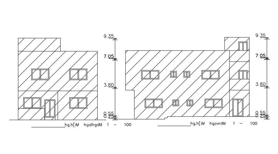9x14m residential house building elevation view