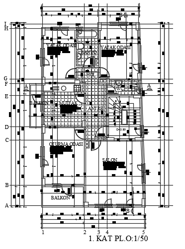 9x15m residential first floor house plan DWG drawing